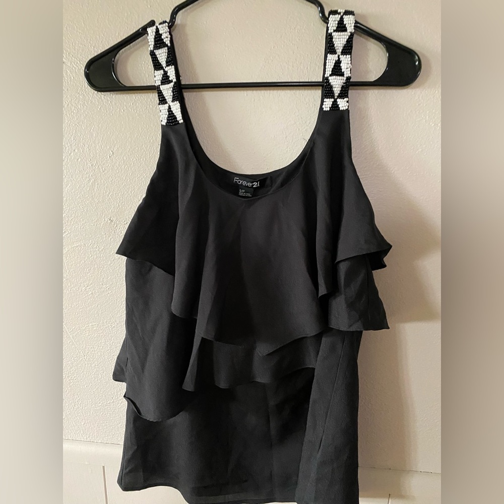 Forever 21 Black Layered Beaded Top